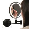 UK Bathrooms Essentials Cypress Black Round LED Make-Up Mirror - UKBESSM0003