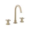 Crosswater MPRO Basin Mixer Tap 3 Hole Set with Crosshead in Brushed Brass