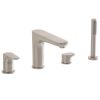 VitrA Root Round Deck-Mounted Bath Mixer with Hand Shower in Brushed Nickel - A4274334