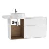 VitrA Voyage Left-Hand 1000mm Basin Unit with Exposed Area in Matte White & Natural Oak