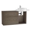 VitrA Voyage Right-Hand 1000mm Basin Unit with Exposed Area in Taupe & Planked Sand