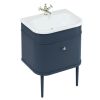 Burlington Chalfont 650mm Unit with Drawer and Roll-Top Basin with Matching Legs in Blue - CH65B