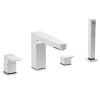 VitrA Root Square Deck-Mounted Bath Mixer with Hand Shower in Chrome - A42757