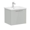 VitrA Root Flat Washbasin Unit with Drawer in High Gloss Pearl Grey (60cm)