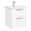 VitrA Root Flat Washbasin Unit With 2 Drawers in High Gloss White (60cm)