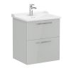 VitrA Root Flat Washbasin Unit With 2 Drawers in High Gloss Pearl Grey (60cm)