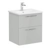 VitrA Root Flat Washbasin Unit With 2 Drawers in High Gloss Pearl Grey (60cm)