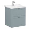 VitrA Root Classic Washbasin Unit with 2 Drawers in Matt Fjord Green (60cm)