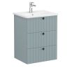 VitrA Root Groove Washbasin Unit with 3 Drawers in Matt Fjord Green (60cm)