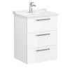 VitrA Root Flat Washbasin Unit with 3 Drawers in High Gloss White (60cm)