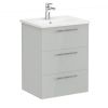 VitrA Root Flat Washbasin Unit with 3 Drawers in High Gloss Pearl Grey (60cm)