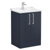 VitrA Root Flat Floor-Standing Washbasin Unit With Doors in Matt Dark Blue (60cm)