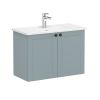 VitrA Root Classic Compact Washbasin Unit with Doors in Matt Fjord Green (80cm)