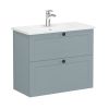 VitrA Root Classic Compact Washbasin Unit With 2 Drawers in Matt Fjord Green (80cm)