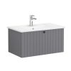 VitrA Root Groove Washbasin Unit with Drawer in Matt Grey (80cm)