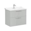 VitrA Root Flat Washbasin Unit with 2 Drawers in High Gloss Pearl Grey (80cm)
