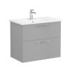 VitrA Root Flat Washbasin Unit with 2 Drawers in Matt Rock Grey (80cm)