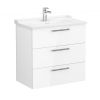 VitrA Root Flat Washbasin Unit With 3 Drawers in High Gloss White (80cm)