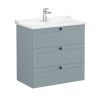 VitrA Root Classic Washbasin Unit with 3 Drawers in Matt Fjord Green (80cm)