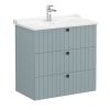 VitrA Root Groove Washbasin Unit with 3 Drawers in Matt Fjord Green (80cm)