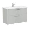 VitrA Root Flat Washbasin Unit with 2 Drawers in High Gloss Pearl Grey (100cm)