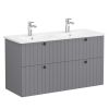 VitrA Root Groove Washbasin Unit with 4 Drawers in Matt Grey (120cm)