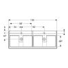 Geberit Renova Plan 130cm Vanity Unit with Double Basin in White - 501918011