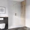 UK Bathrooms Essentials 10mm Wet Room Panel with Wall Bracing Bar in Nickel