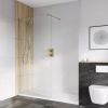Essentials 8mm Wet Room Panel with Wall Bracing Bar in Brushed Brass