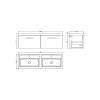 Nuie Arno Wall Hung 1200mm 2 Drawer Vanity Unit with Twin Polymarble Basin in Oak