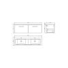 Nuie Arno Wall Hung 1200mm 2 Drawer Vanity Unit with Twin Ceramic Basin in White