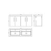 Nuie Arno Wall Hung 1200mm 4 Door Vanity Unit with Twin Polymarble Basin in Grey