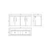 Nuie Arno Wall Hung 1200mm 4 Door Vanity Unit with Twin Ceramic Basin in Grey