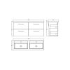 Nuie Arno Wall Hung 1200mm 4 Drawer Vanity Unit with Twin Polymarble Basin in Green