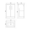 Nuie Arno Floor Standing 2 Door Vanity Unit with Ceramic Basin in Grey