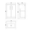 Nuie Arno Floor Standing 2 Door Vanity Unit with Polymarble Basin in Grey