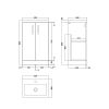 Nuie Arno Floor Standing 2 Door Vanity Unit with Polymarble Basin in Oak