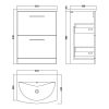 Nuie Arno Floor Standing 2 Drawer Vanity Unit and Curved Basin in Grey