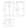 Nuie Arno Floor Standing 2 Door Vanity Unit and Minimalist Basin in Grey