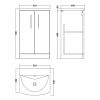 Nuie Arno Floor Standing 2 Door Vanity Unit and Curved Basin in Grey