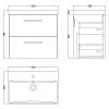 Nuie Arno Wall Hung 2 Drawer Vanity Unit and Thin-Edge Basin in Grey