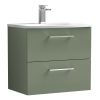 Nuie Arno Wall Hung 2 Drawer Vanity Unit and Curved Basin in Green