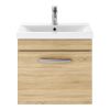 Nuie Athena Wall Hung 1 Drawer Vanity Unit and Mid-Edge Basin in Natural Oak