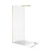 Essentials 10mm Wet Room Panel With Wall Bracing Bar In Brushed Brass 900mm Wide