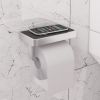 Essentials Matre Toilet Roll Holder with Leather Shelf in Chrome
