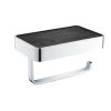 Essentials Matre Toilet Roll Holder with Leather Shelf in Chrome