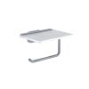 Essentials Vajont Toilet Roll Holder with Glass Shelf in Chrome