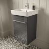 The White Space Scene Left Hand 1 Door 450mm Wall Hung Cloakroom Unit in Gloss Charcoal