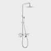 UK Bathrooms Essentials Square Thermostatic Shower Pole Set with Shelf in Chrome