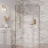 Dawn Athena Hinged Shower Door with In-Line Panel in Brushed Brass